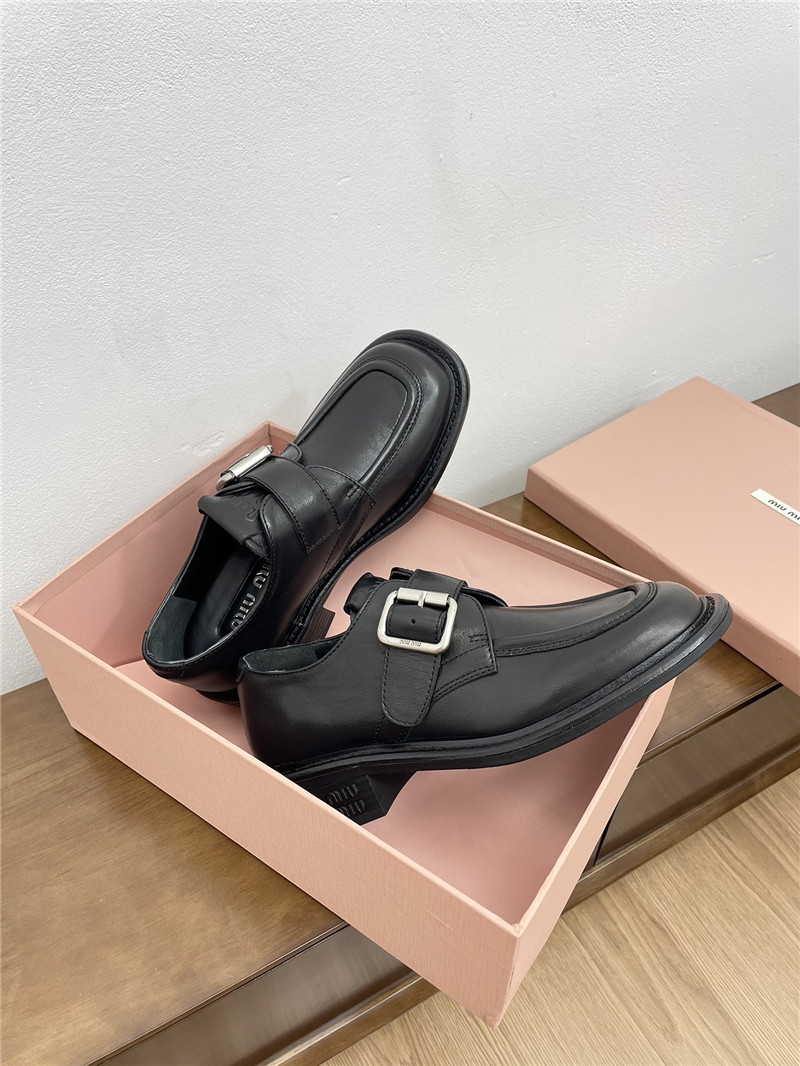 Miu Miu Black Leather Shoes with Buckle