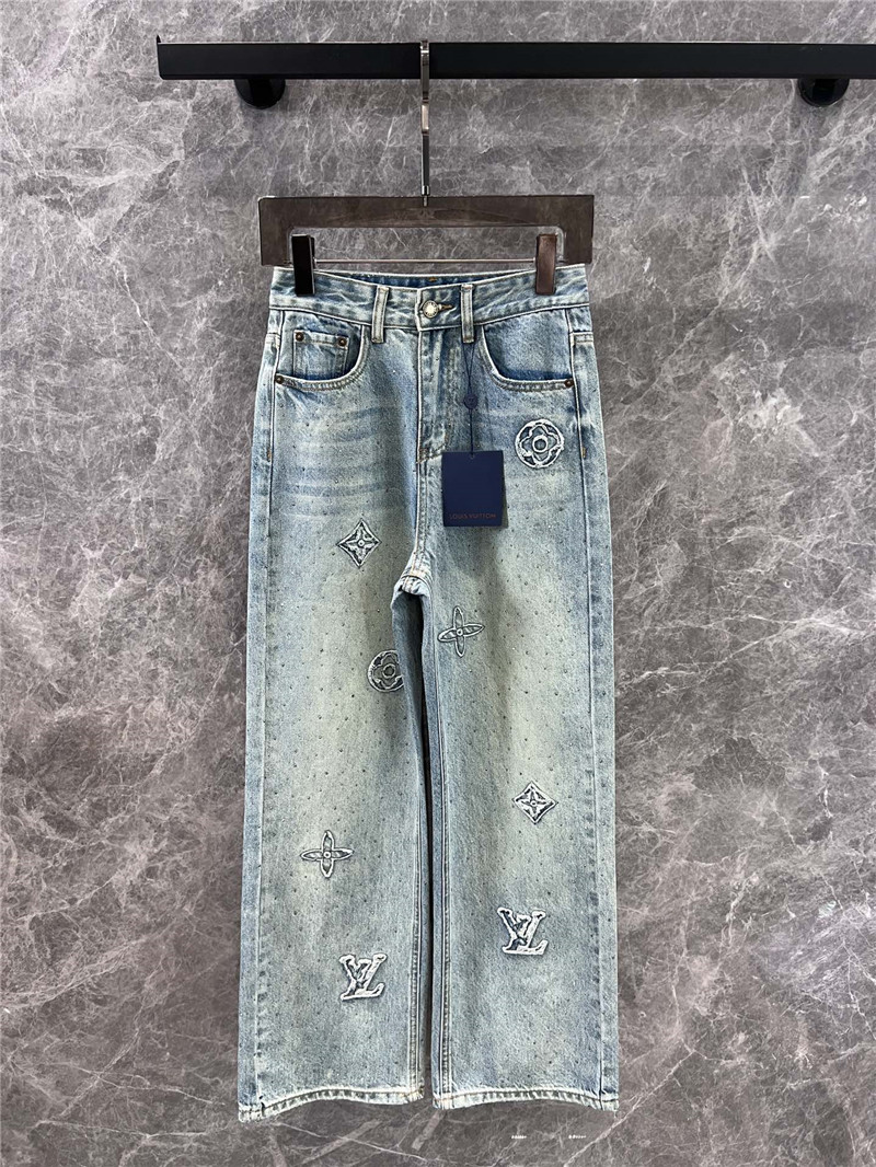 l0vis Vvtt0n lv rhinestone denim trousers