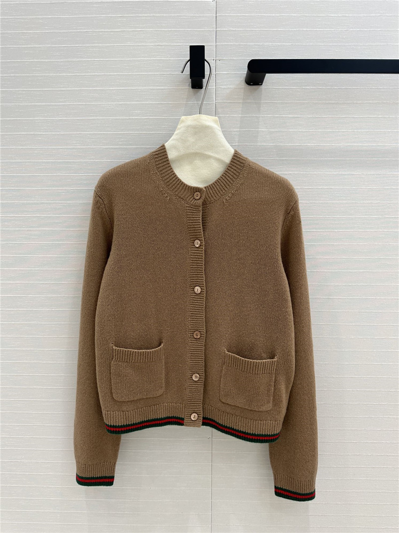 Gvc*1 brown cardigan with web finishes