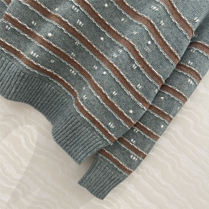 Ch**el stripe blend cashmere sweater grey