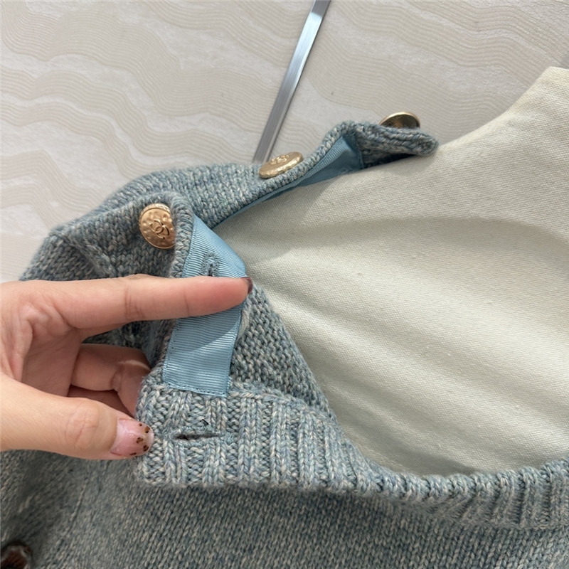 Ch**el stripe blend cashmere sweater grey