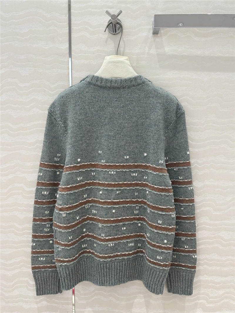 Ch**el stripe blend cashmere sweater grey