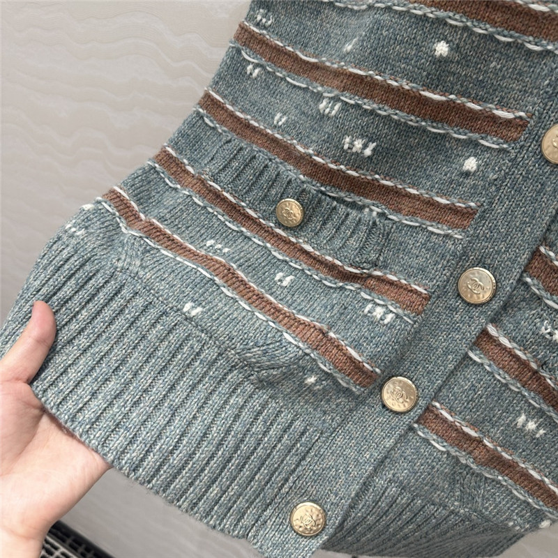 Ch**el striped cashmere vest coat