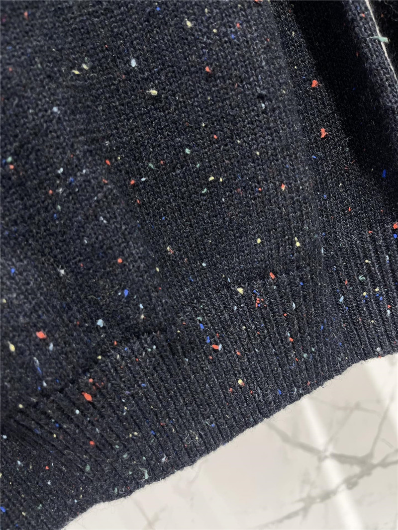 Ch**el white trim wool sweater black