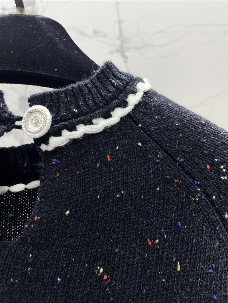 Ch**el white trim wool sweater black