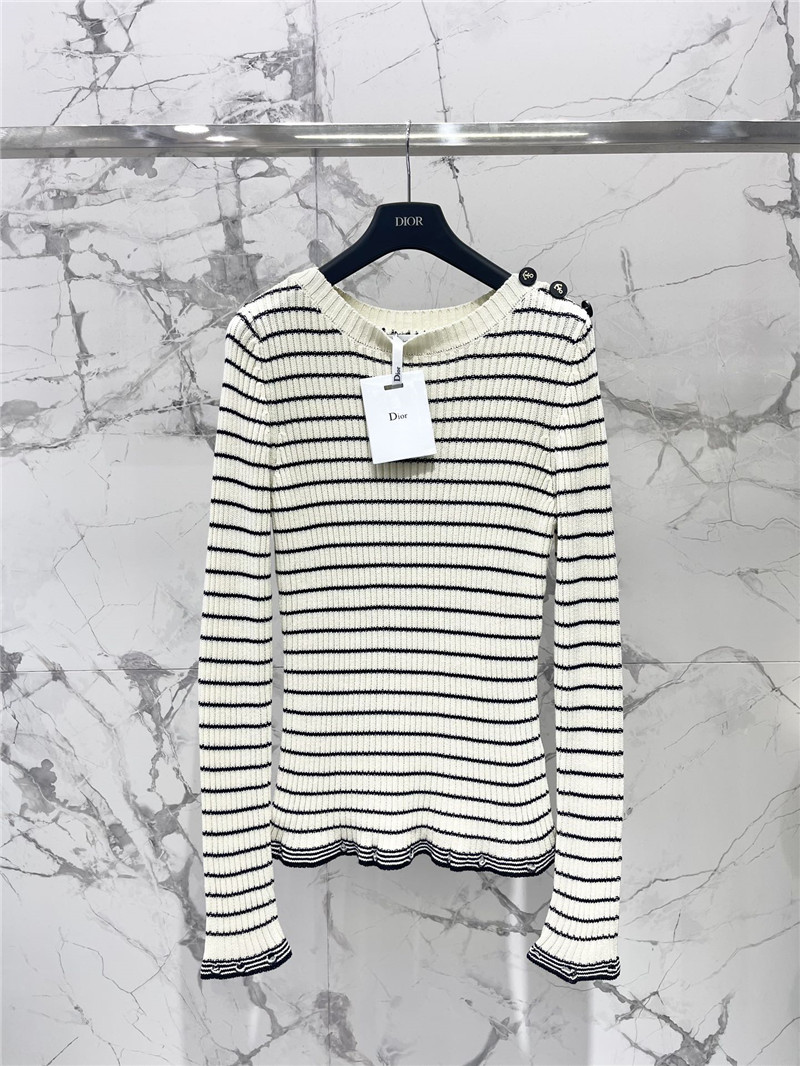 D10r marinière ribbed cotton knit sweater white