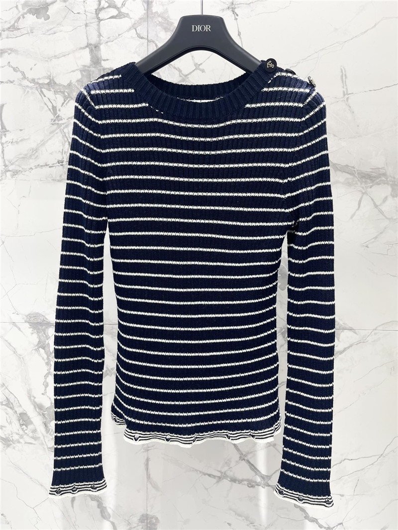 D10r marinière ribbed cotton knit sweater navy