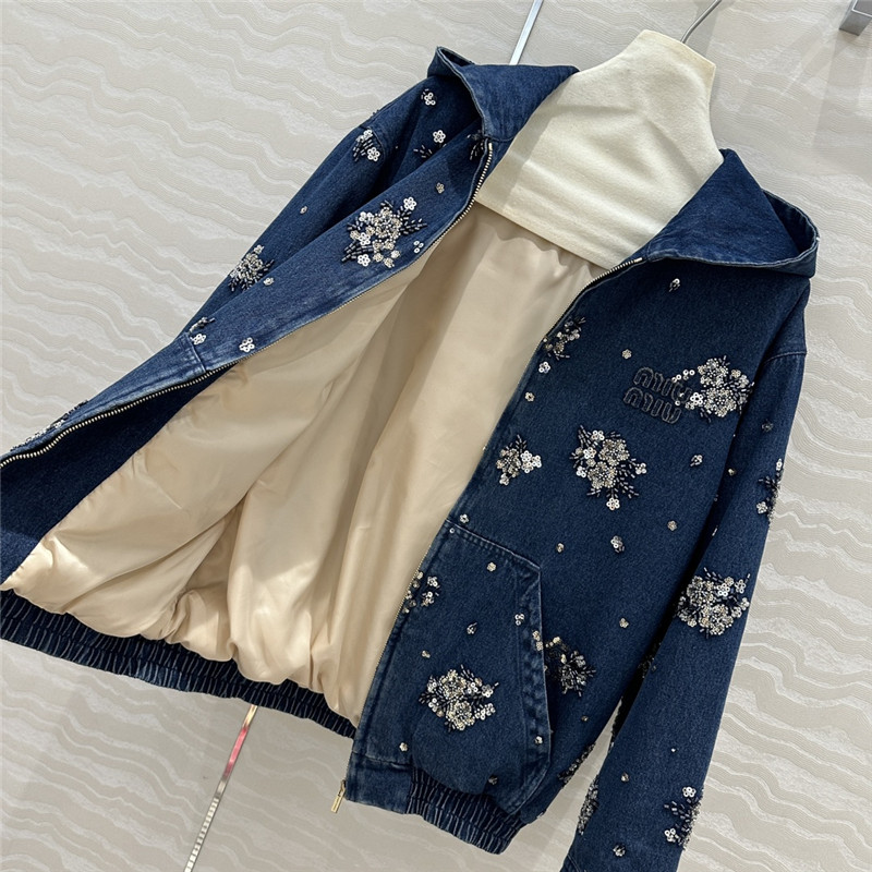 M1um1u cotton hooded jacket