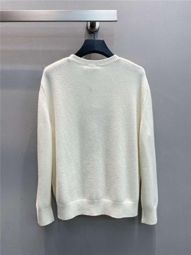 Ch**el sequin embroidered wool sweater in white