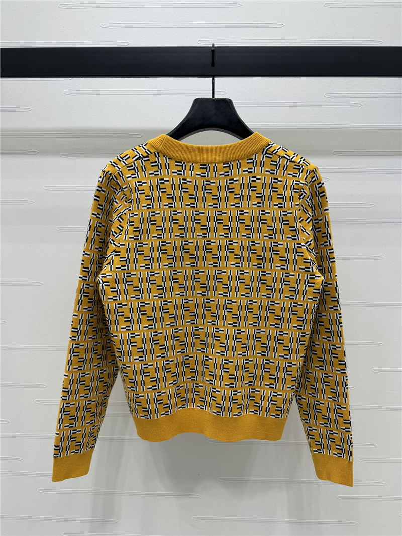 F**di jacquard v-neck cardigan yellow