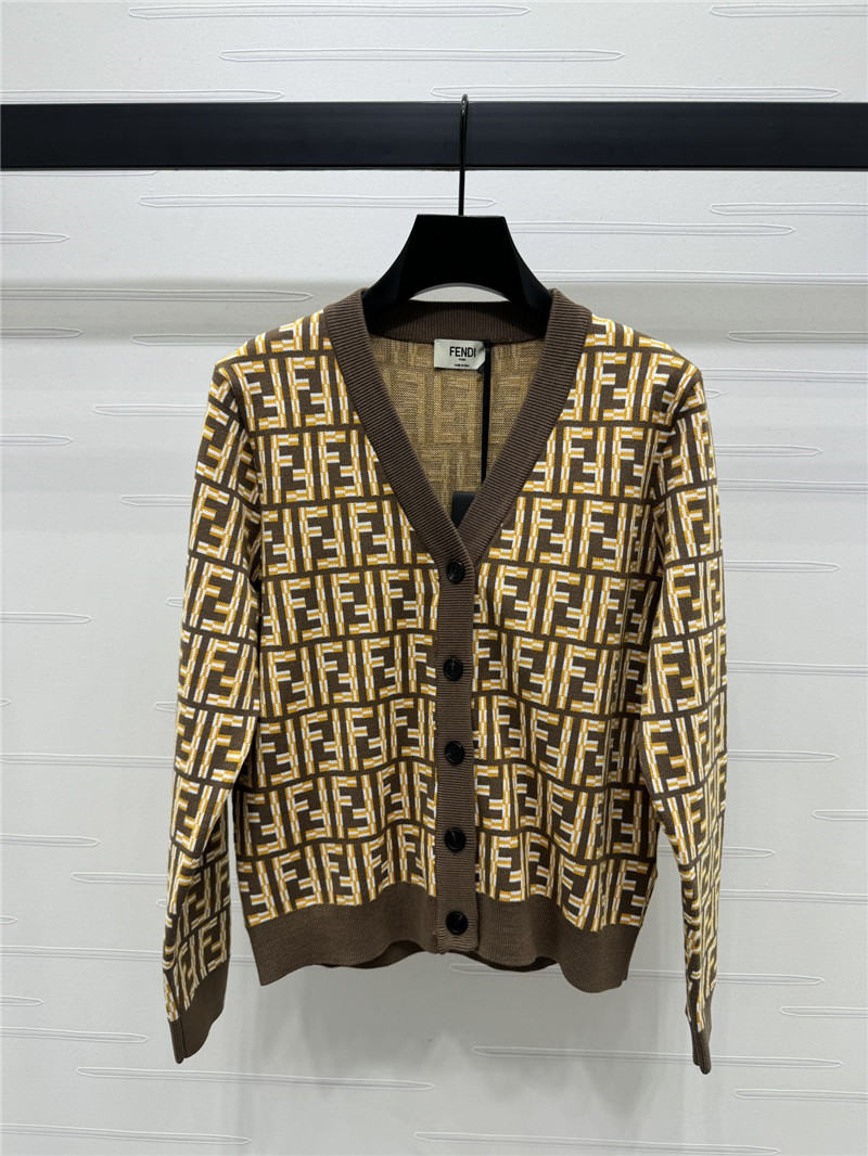 F**di monogram v-neck cardigan brown