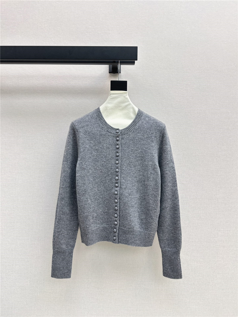 Pra*a triangle logo wool cardigan grey