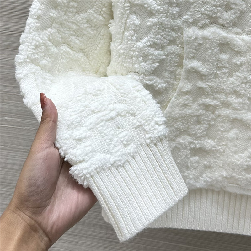 D10r oblique half-zip jacquard sweater white