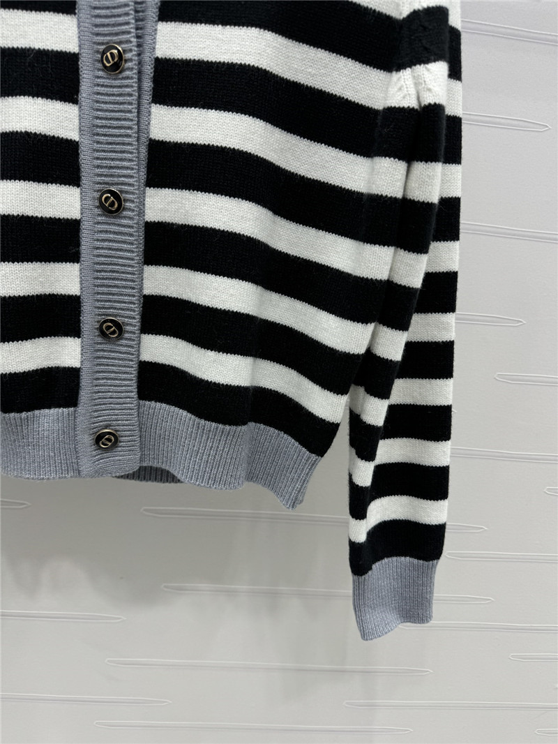 D10r marinière stripe wool cardigan grey