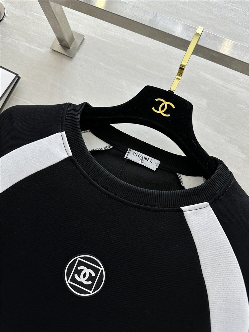 Ch**el patchwork loose fleece sweatshirt black