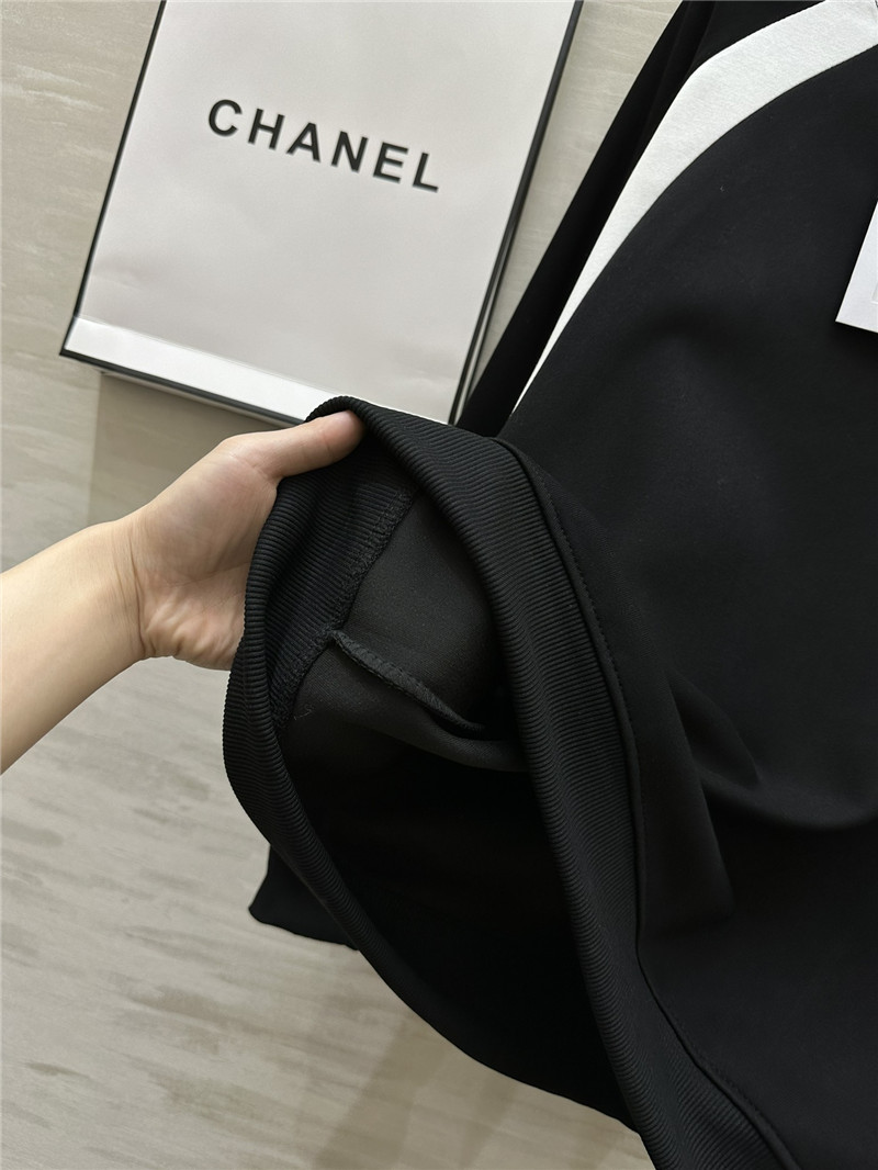 Ch**el patchwork loose fleece sweatshirt black