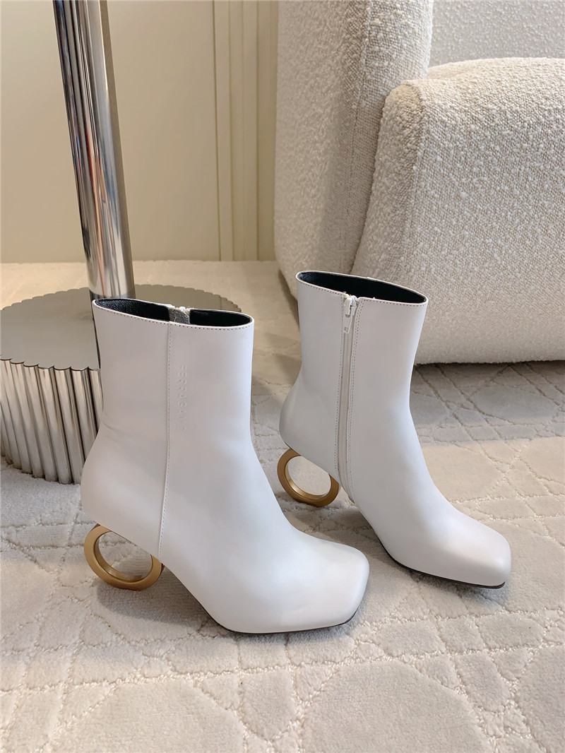 Ferragamo Elina White Calfskin Ankle Boots