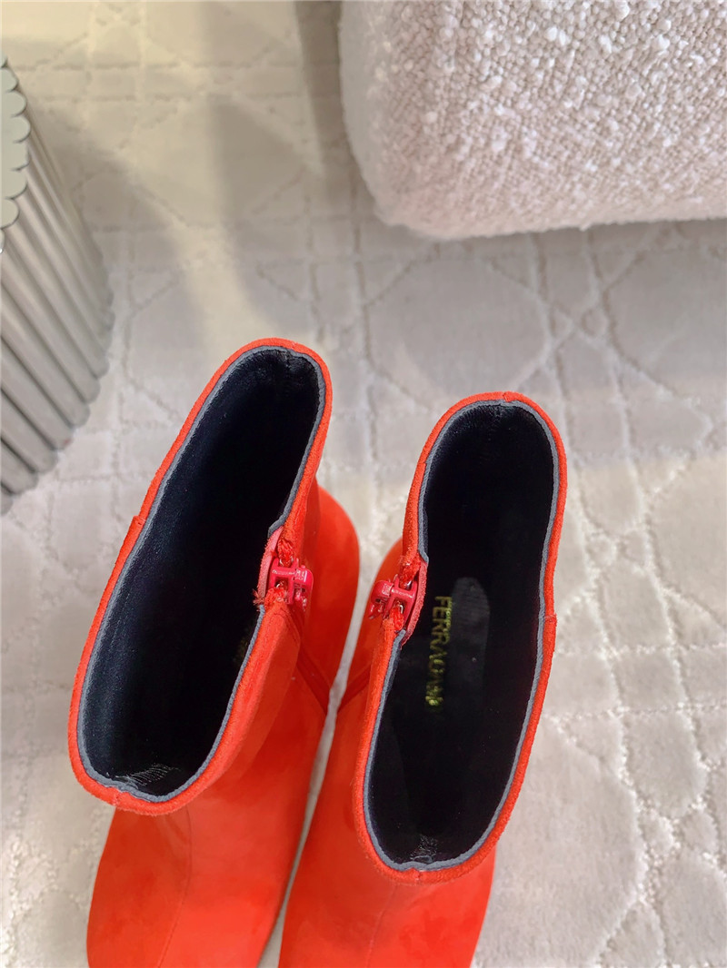 Ferragamo Rose Red Elina Calfskin Ankle Boots