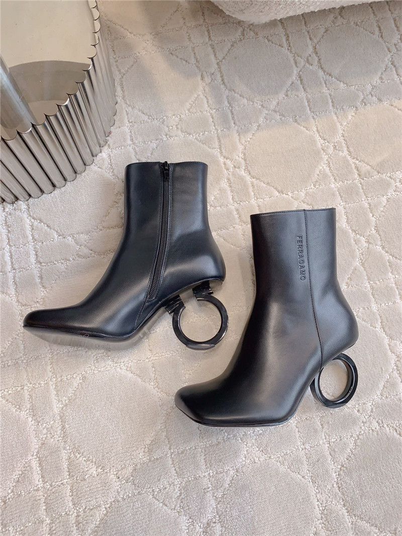 Ferragamo Elina Leather Ankle Boots