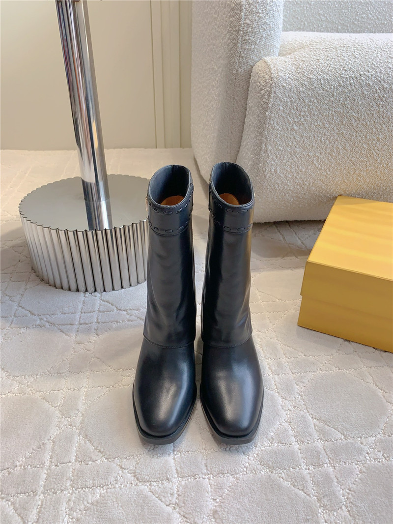F**di show black leather ankle boots