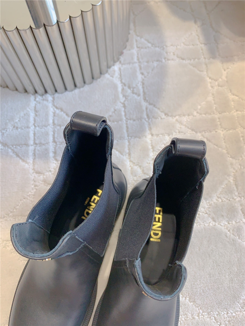 F**di leather filo biker boot in black