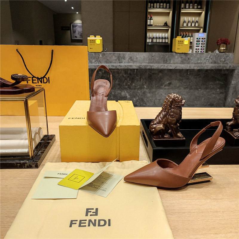 F**di first leather sculpted-heel pumps brown