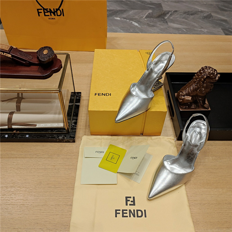 F**di first leather sculpted-heel pumps silver