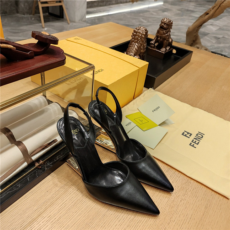 F**di first leather sculpted-heel pumps black