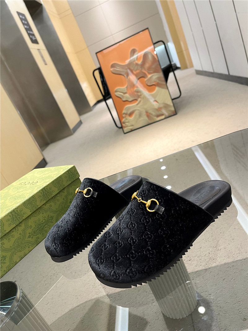Gvc*1 horsebit mule black gg suede