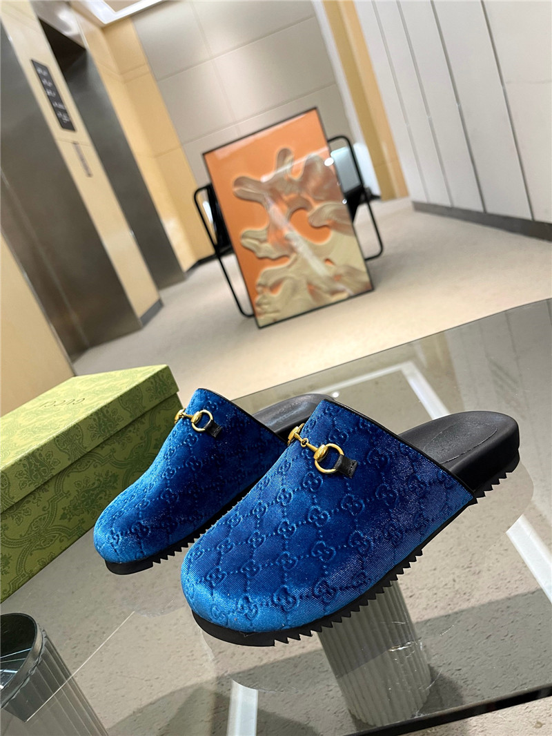 Gvc*1 horsebit mule blue gg suede