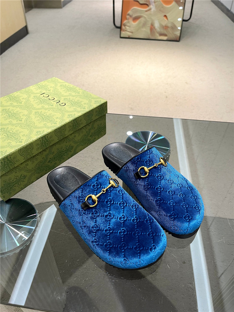 Gvc*1 horsebit mule blue gg suede