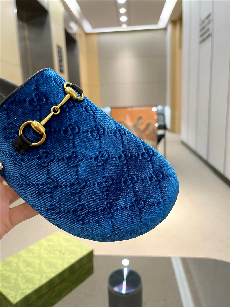 Gvc*1 horsebit mule blue gg suede