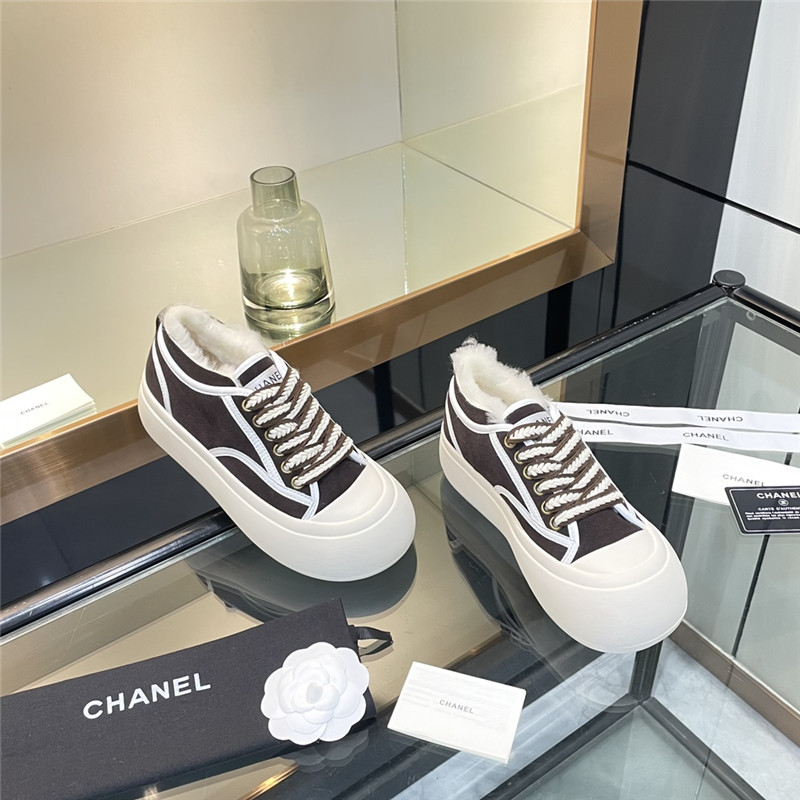 Ch**el lace-up winter platform sneakers