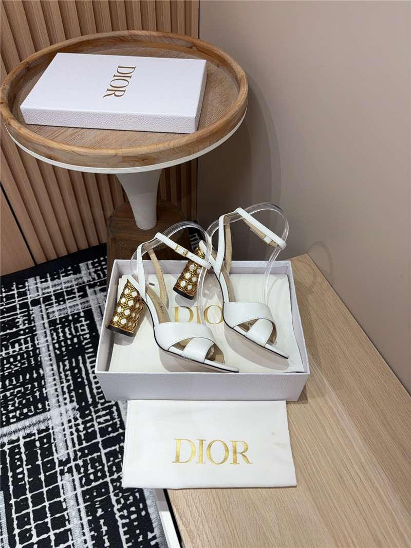 D10r icon white calfskin heeled sandals