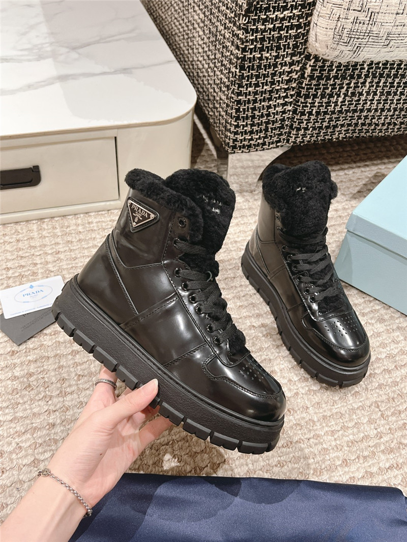 Pra*a patent leather winter platform sneakers