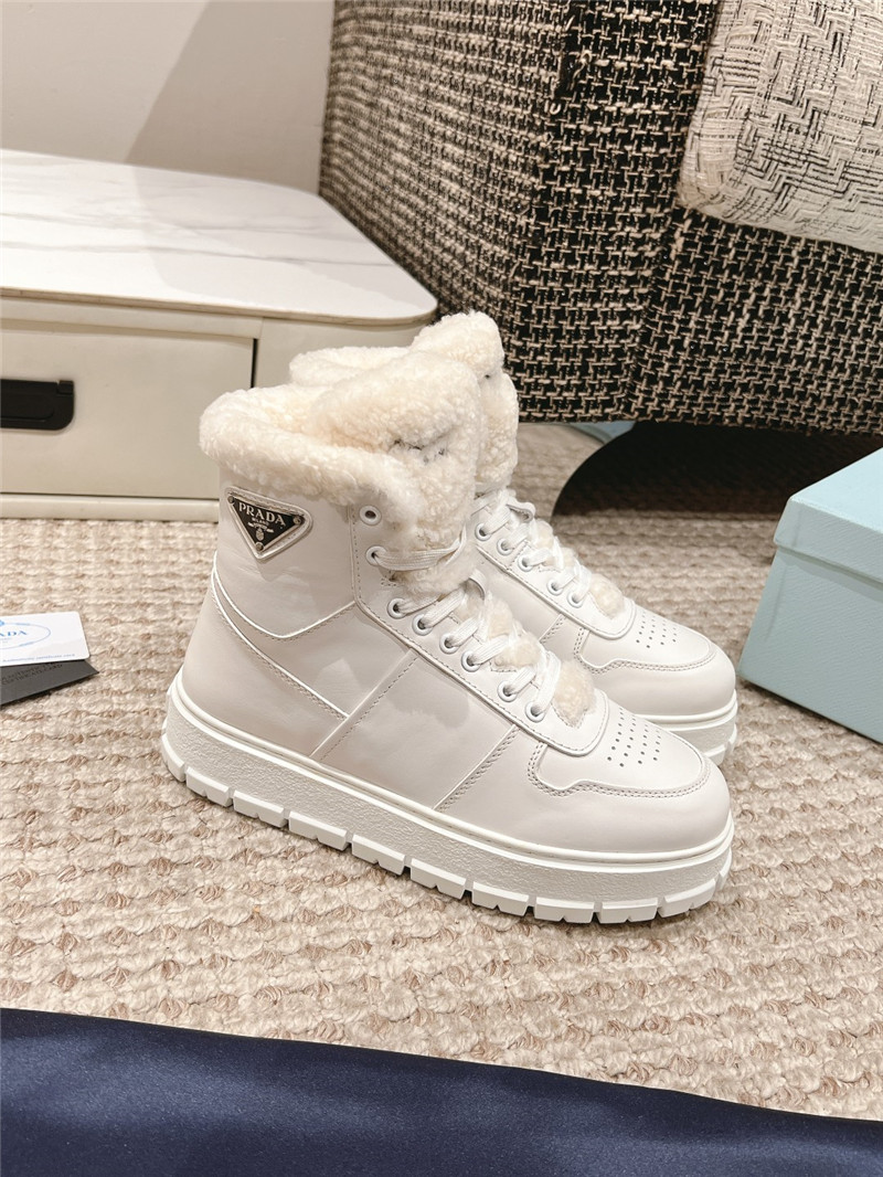 Pra*a white high top winter platform sneakers