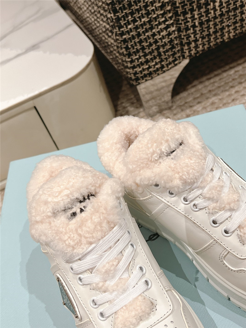 Pra*a fur triangle logo sneakers