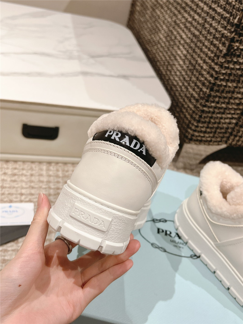 Pra*a fur triangle logo sneakers