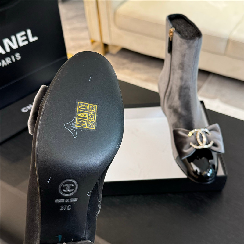 Ch**el velvet bow ankle boots