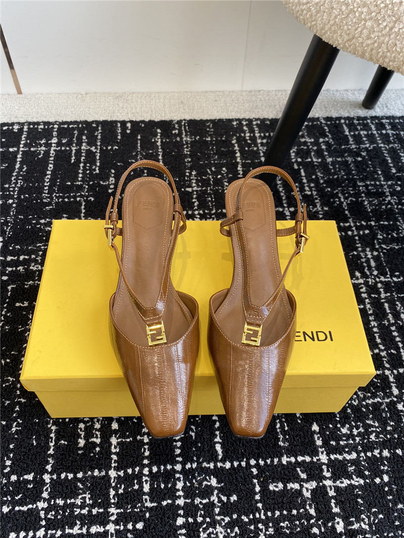F**di ffold slingback pumps in brown