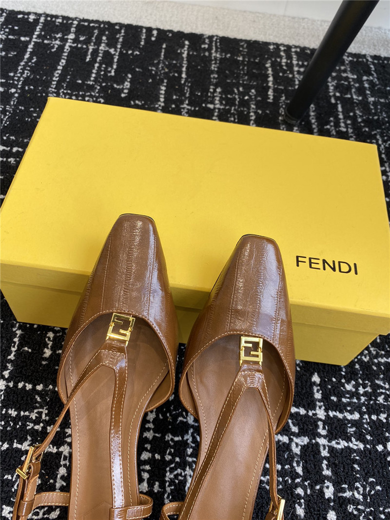 F**di ffold slingback pumps in brown