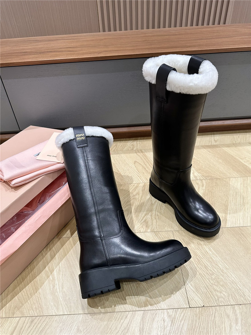 Miu Miu Women’s Black Leather High Boots