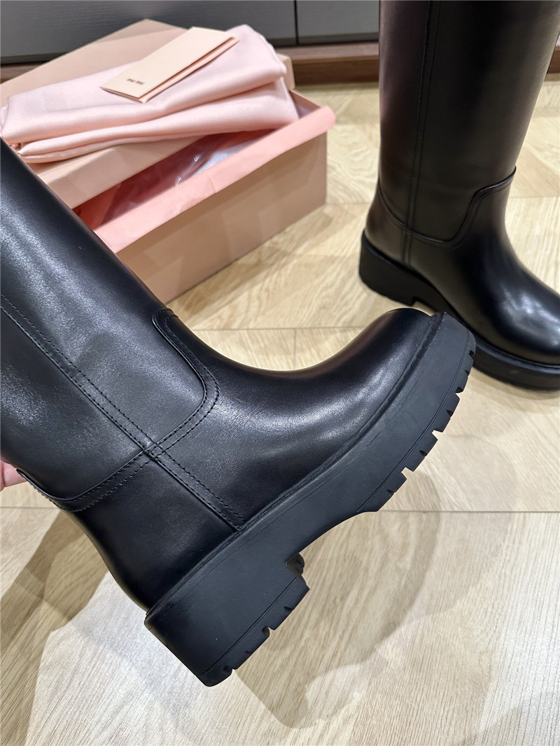Miu Miu Women’s Black Leather High Boots