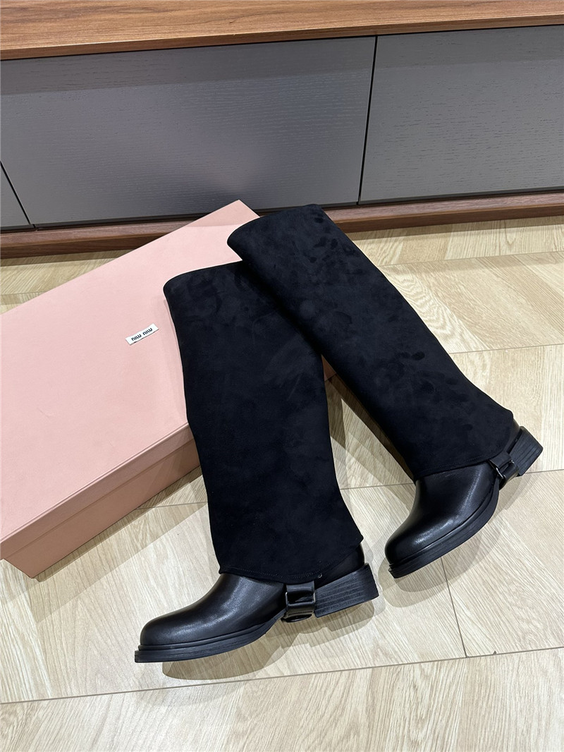 Miu Miu Turn-Down Collar High Boots