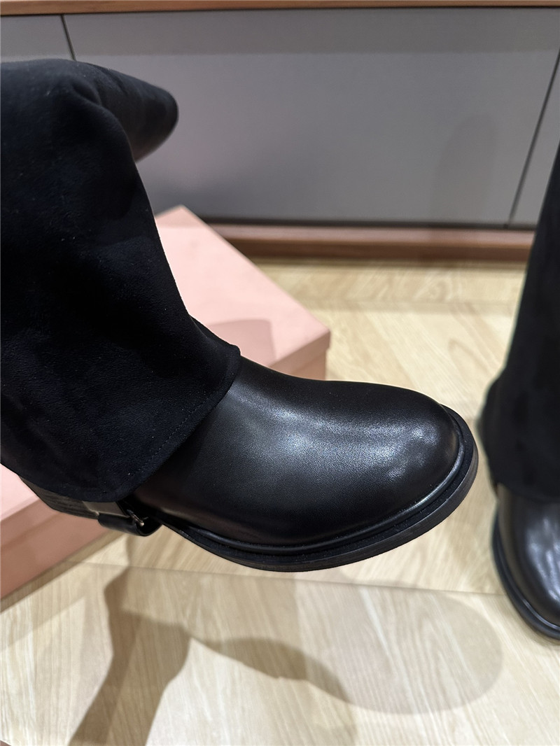 Miu Miu Turn-Down Collar High Boots