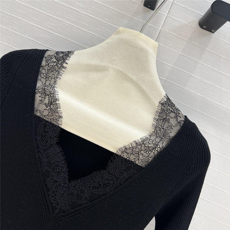 Va1e*ntin0 lace-trim wool sweater black