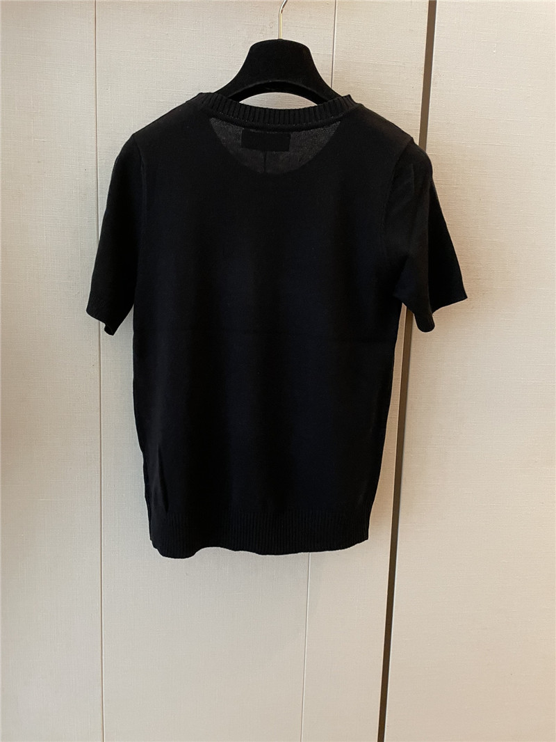 Miu Miu Logo-Intarsia Cashmere Top Black
