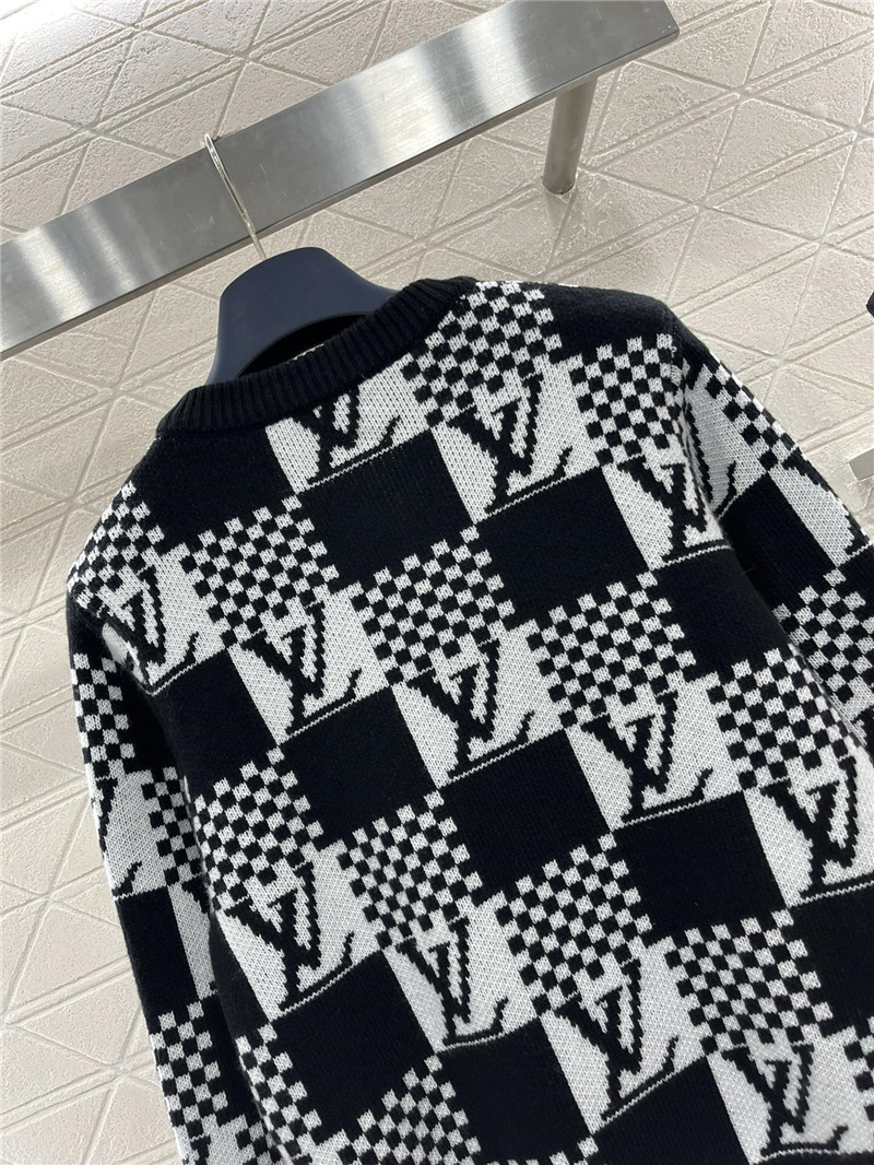LV Check Wool Cardigan Black/White