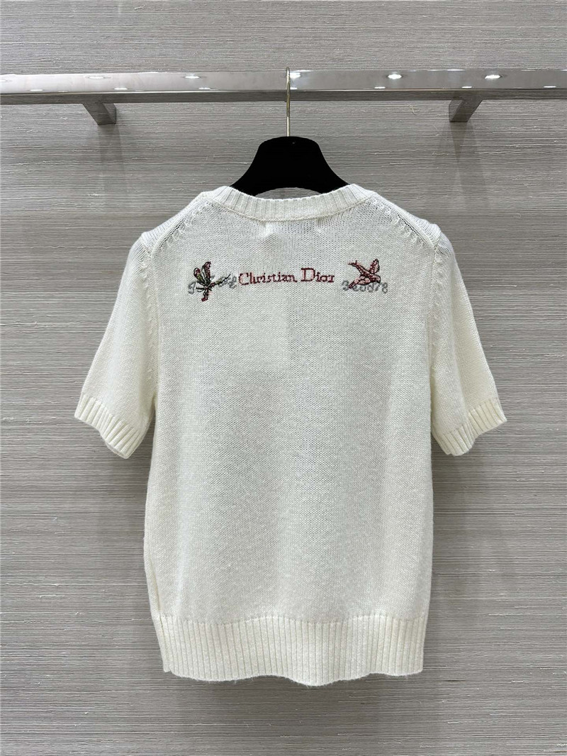 D10r multicolor short sleeve knit top white