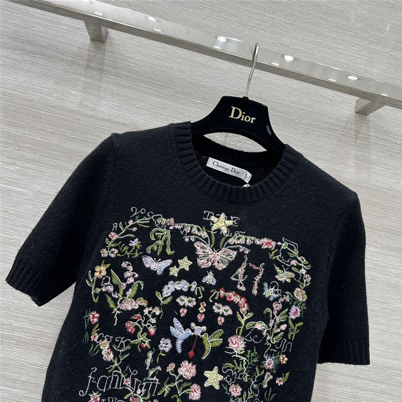 D10r multicolor short sleeve knit top black